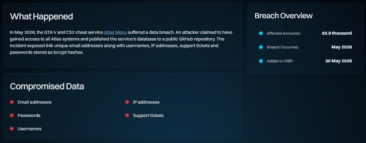 Atlast Menu data breach.