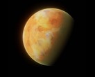 An artist's illustration showing an exoplanet.