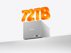 The two-bay ME Pro with AI 9 HX 470 starts at around $711. Pictured: a promo picture highlighting the marketed storage support of the NAS.
