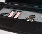 The two extra SSD slots beneath the keyboard of the Lenovo ThinkPad P16 Gen 3.