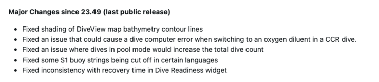 The release notes for Garmin Descent Mk3/Mk3i system software 25.14