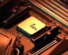 Artistic render of an AMD Ryzen X3D2 CPU.