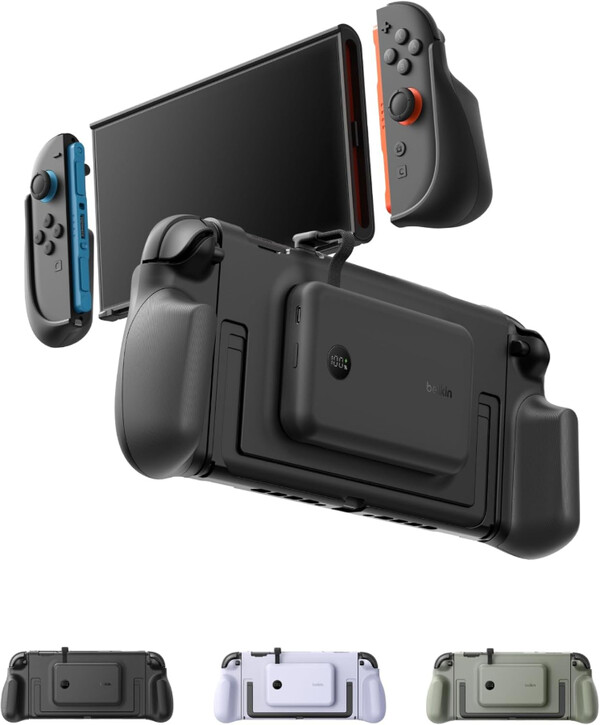 The Belkin Charging Grip is available in three colors with matching power banks.
