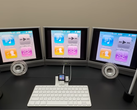 An image of the full iPod Nano/3-monitor setup.