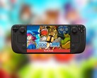 A promo picture of the Steam Deck with the cover of GDQ bundle. (Image Source: Valve and Humble - edited)