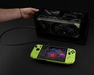 Razer Core X V2 eGPU dock with an Nvidia GeForce RTX graphics card connected to the MSI Claw A8 handheld gaming PC. (Image source: ETA Prime via YouTube)