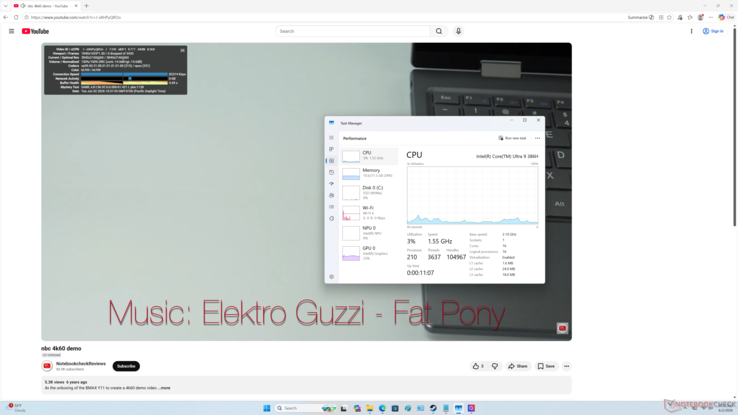 4K60 video playback with no dropped frames. LatencyMon would not run correctly on the system due to driver signing issues even after disabling the feature