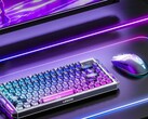 Lenovo Legion Y7MG gaming mouse shown alongside keyboard, monitor, and RGB desk backlight