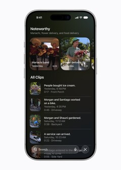 Apple Intelligence can recognize interesting camera clips and add a text description.