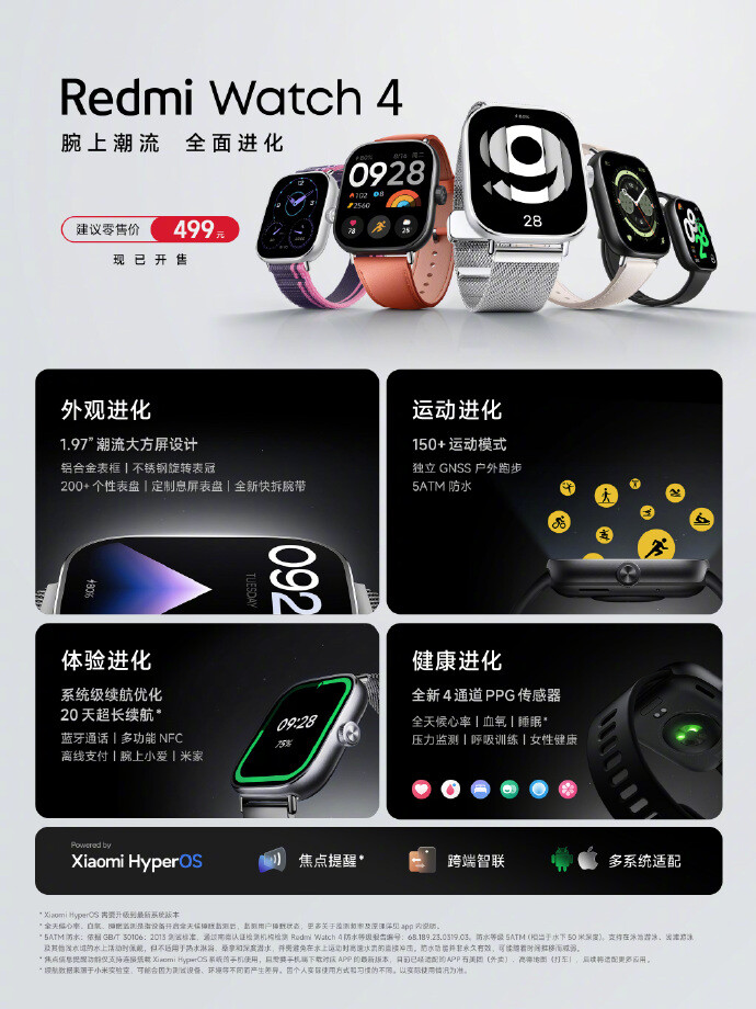 Original Xiaomi Redmi Watch 4 1.97'' Bluetooth Smartwatch Health Monitor NFC