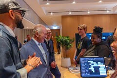 Tim Cook with King Charles III at Apple’s headquarters in Battersea Power Station