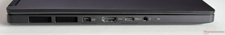 Left: Power, HDMI 2.1 FRL, USB-C 4.0 (40 Gbps, DisplayPort, power delivery), 3.5 mm headphone jack
