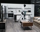 The Figure 03 humanoid robot cleaning up a sitting room