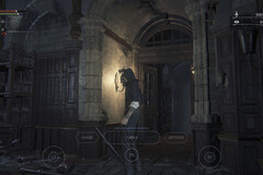 Bloodborne gameplay screenshot with virtual PlayStation controls overlaid, published in the LSX4 emulator repository.