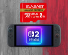 Suneast 2TB MicroSD Express card shown above Switch 2