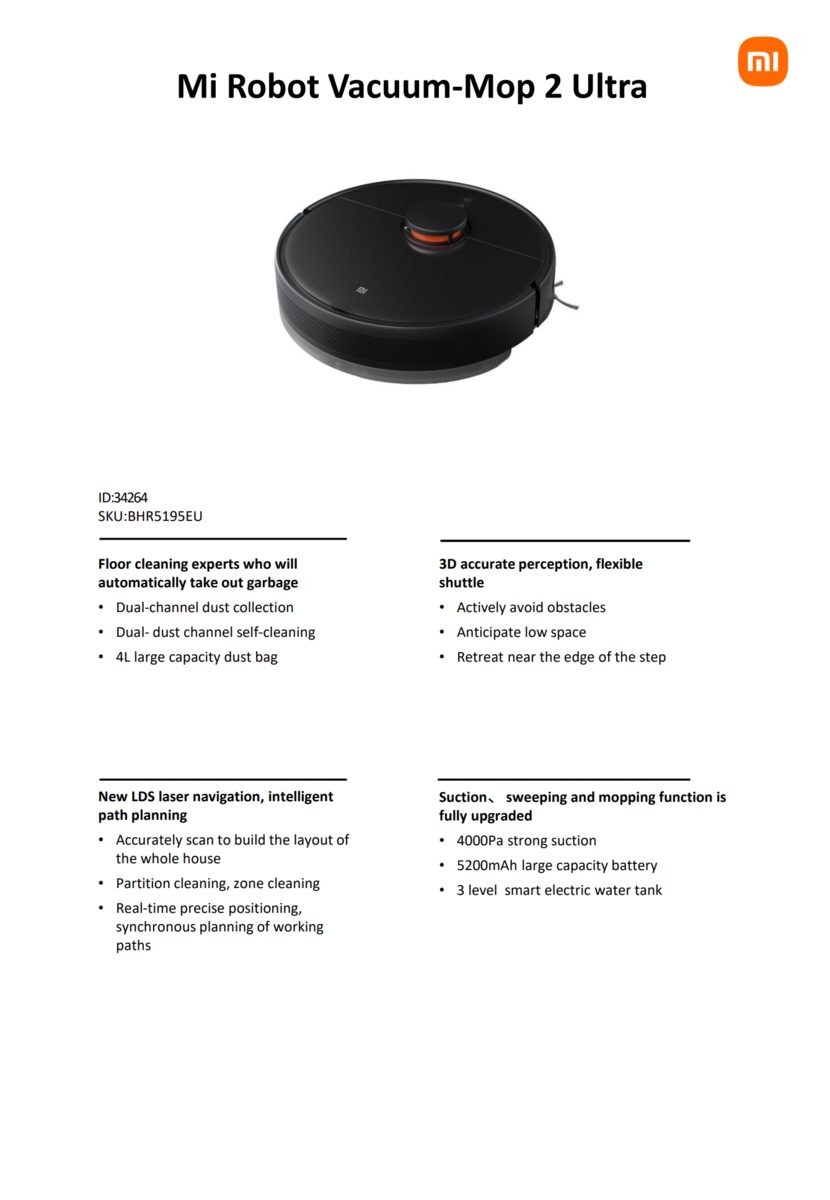 Xiaomi Robot Vacuum-Mop 2S: full specifications, photo