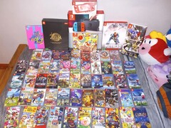 A collection of Nintendo Switch cartridges pictured