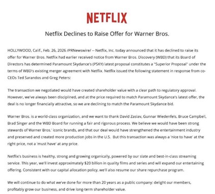 Netflix official statement