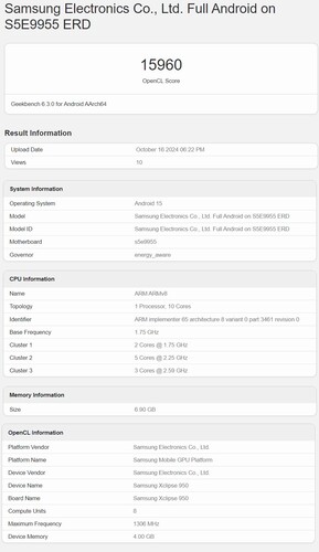 Exynos 2500 Geekbench score (image source: Geekbench)