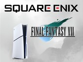 Square Enix and Final Fantasy 7 logos next to PS5 (Image source: Square Enix, Sony PlayStation)
