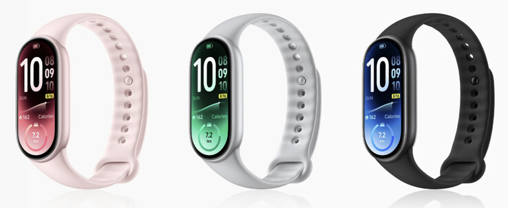 The Smart Band 11 in its Mystic Rose, Glacier Silver and Midnight Black finishes.