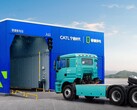 Heavy truck battery swap station.