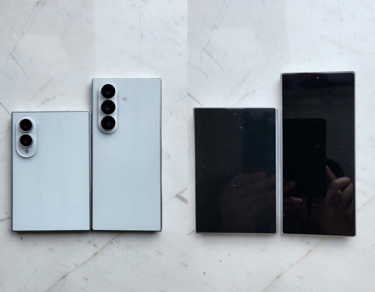 Leaked Galaxy Z Fold 8 (the wider model) and Fold 8 Ultra design models.