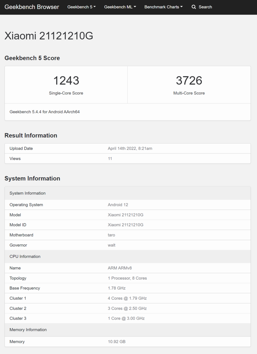 POCO F4 GT leaks on Geekbench running Android 12 with a Snapdragon