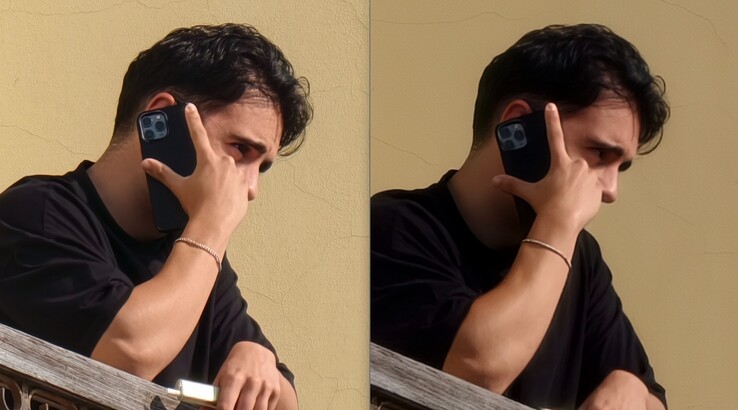 The comparison is also clear here. Left: With teleconverter at 400 mm. Right: Without teleconverter