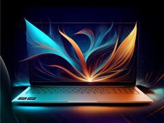 Artistic render of a laptop powered by an AMD Ryzen AI 400 series processor.