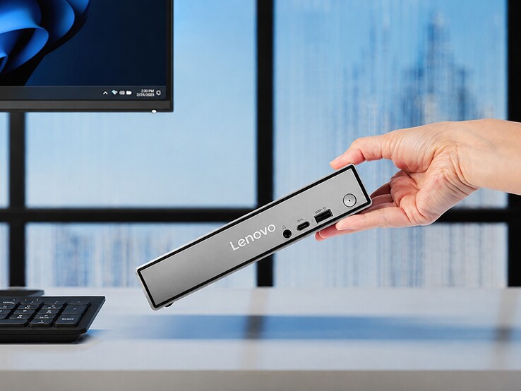 The ThinkCentre Neo 50q Gen 7 mini PC comes in a 1-liter chassis, measuring 1.44 x 7.05 x 7.2 inches.