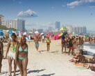 GTA 6 trailer 1 showing large number of NPCs at the beach.