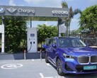 An electric BMW at a public charging station in India (Image source: BMW)