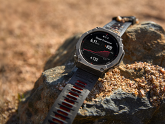 Pictured - the Amazfit T-Rex Ultra 2 against a rocky background.