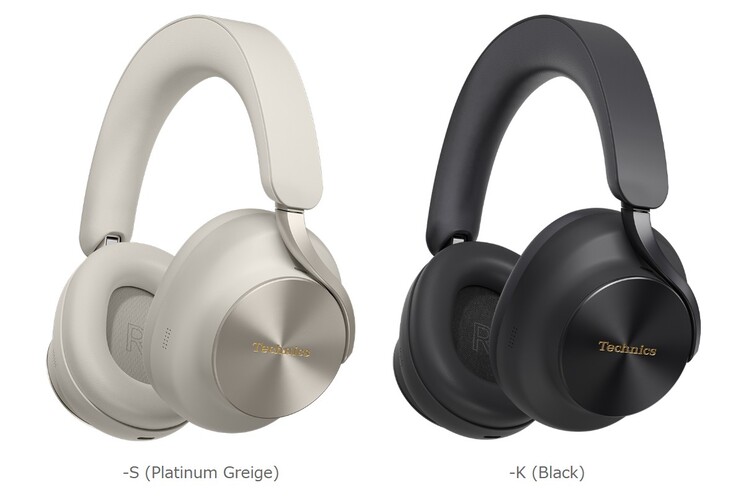 The Technics A1000 headphones are available in Platinum Greige (EAH-A1000-S) (left) or Black (EAH-A1000-K).