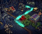 An image showing several buildings in Against the Storm, currently 70% off.