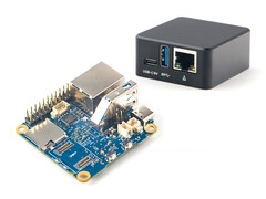 The NanoPi Neo3 Plus and its metal case.