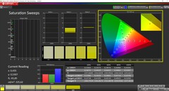 CalMAN saturation (profile: P3, target color space: P3)