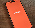 An image of the Strava logo on an iPhone.