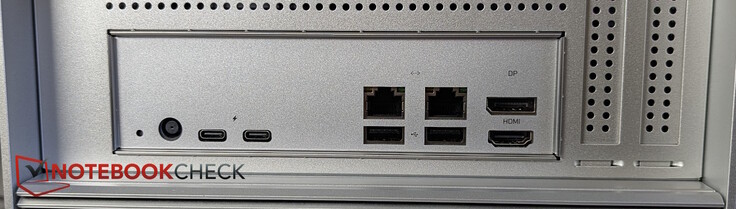 Rear: AC, 2x Thunderbolt 4, 2x 2.5GbE-LAN, 2x USB-A 3.0, DP 1.4, HDMI 2.0