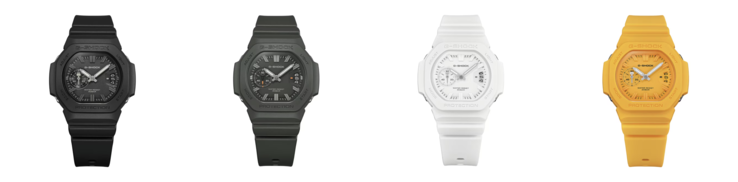 From left to right: the Casio G-Shock GAC2500-1A, GAC2500-3A, GAC2500-7A and GAC2500-9A watches