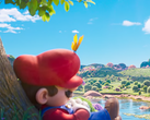 In a quiet moment before cosmic adventure, Mario naps beneath a technicolor tree—teasing the calm before the interstellar storm in The Super Mario Galaxy Movie.