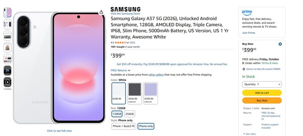 The Galaxy A37 5G is nearly $100 off on Amazon.