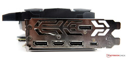 A look at the ports on the back of the MSI GeForce RTX 2080 Ti Gaming X Trio