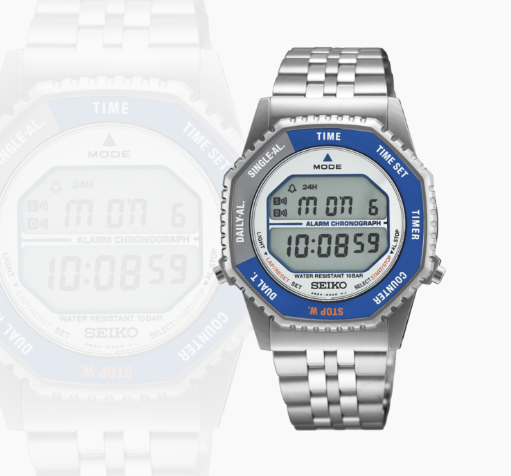 Seiko SMGG21 features a blue and silver-tone bezel