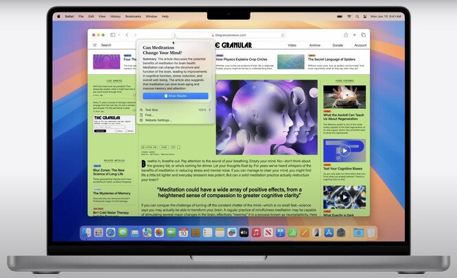 macOS Sequoia gets overhauled reader mode in Safari with impressive anti-distraction abilities. (Source: Apple)