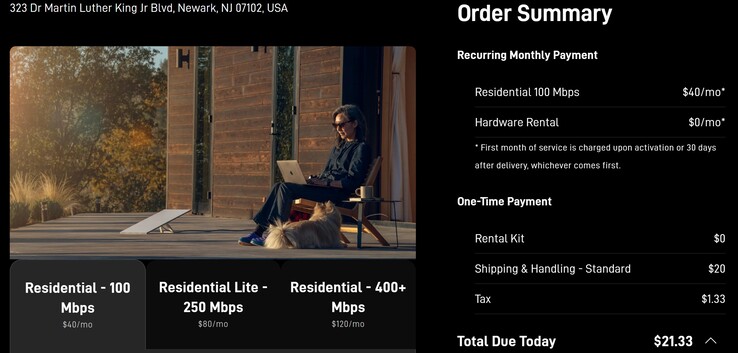 The $40 Starlink 100 Mbps Residential plan offer. (Image source: Starlink)