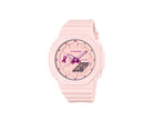 A ribbon-shaped small hand at nine o'clock is the only campaign marking on the all-pink watch.