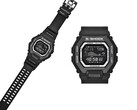 The Casio G-Shock GBX100SFJ-1 features a sleek all-black design and a high-contrast negative display.