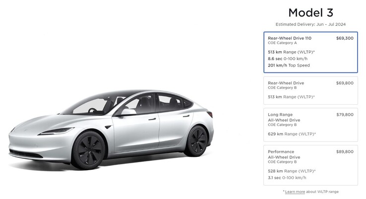 There is now a fourth Model 3 110 version (image: Tesla SG)